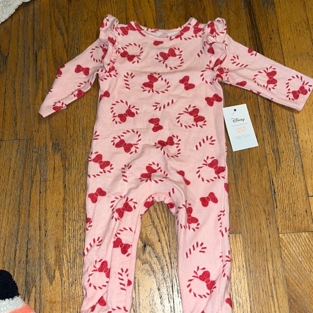 Disney jumping beans Minnie Mouse candy cane jumpsuit